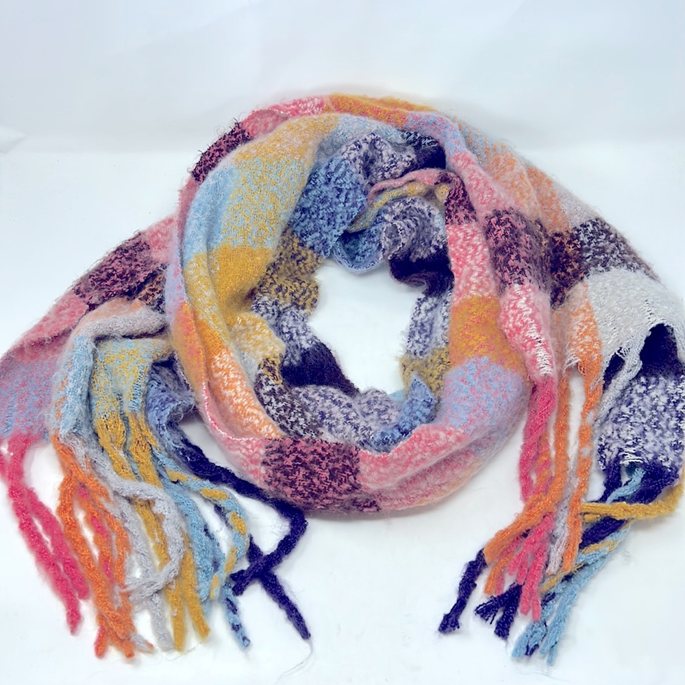 Renee’s NYC Yellow Blue Plaid Oversized Blanket Scarf